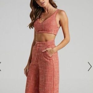 Showpo adelaide terracotta orange trouser crop top set